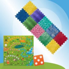 Mata sensoryczna do masażu stóp "Puzzle Mix" 10 elementów + Gra Leśne przygody Mata sensoryczna do masażu stóp "Puzzle Mix" 10 elementów + Gra Leśne przygody
