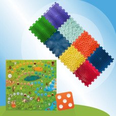 Mata sensoryczna do masażu stóp "Puzzle Mix" 8 elementów + Gra Leśne przygody Mata sensoryczna do masażu stóp "Puzzle Mix" 8 elementów + Gra Leśne przygody