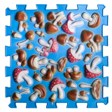 Mata sensoryczna do masażu "Puzzle Mix" Grzyby natura niebieski 1 element