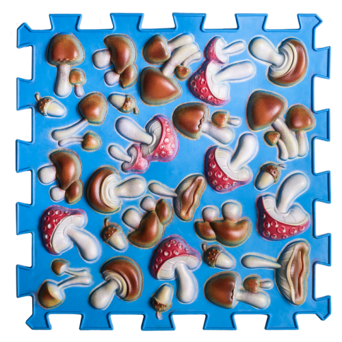 Mata sensoryczna do masażu "Puzzle Mix" Grzyby natura niebieski 1 element