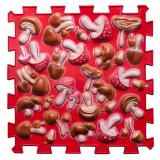 Mata sensoryczna do masażu "Puzzle Mix" Grzyby natura czerwony 1 element