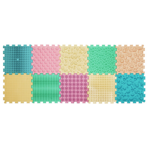 Mata sensoryczna do masażu stóp "Puzzle Mix" Pastel 10 elementów